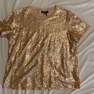 DKNY buff pink sequin t-shirt size xl
